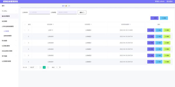 基于spring boot的疫情信息管理系统